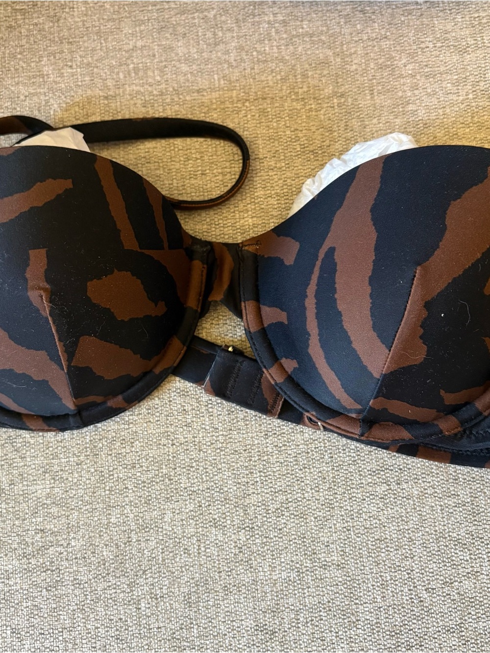 Madewell Black and Brown Animal-Print Bikini Top